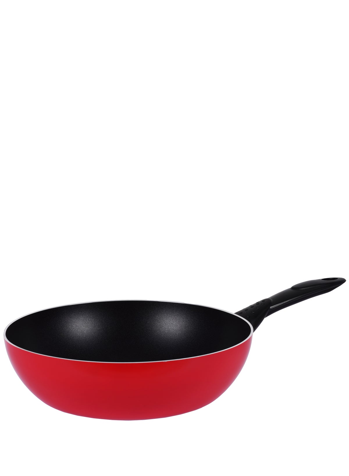 Forged Aluminum Nonstick Fry Pan with Induction Bottom – 24cm, Black with White Dots Interior & Red Shiny Exterior