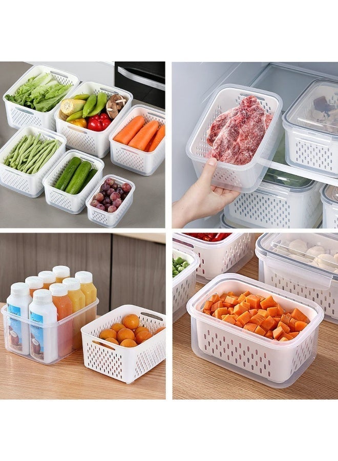 3-Pack Vegetable Storage Containers | Removable Strainer Basket | Airtight Locking Lids | BPA-Free Clear Plastic | 3-Piece Fridge Set 850/1750/3300 ml - Image 4