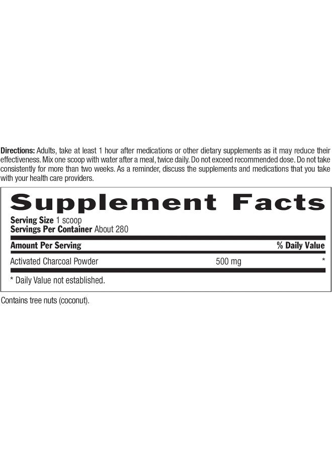Activated Coconut Charcoal 500 mg Powder 280 Servings, 5 oz (141.7 g) - Image 3