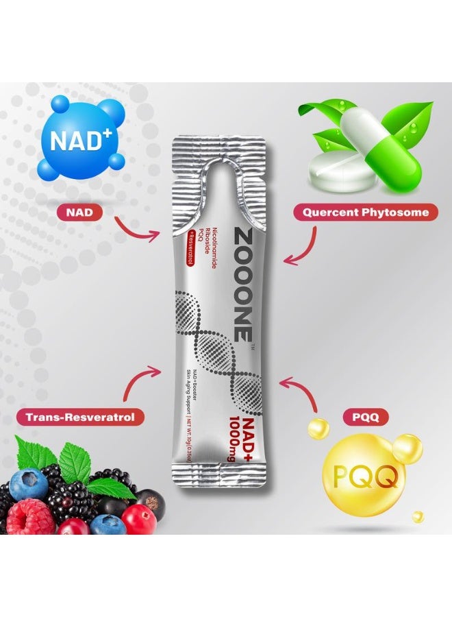 ZOOONE NAD+ 1000mg Drink Mix – Berry Flavor | Skin Aging Support, Energy & Focus – 30 Pack - Image 2