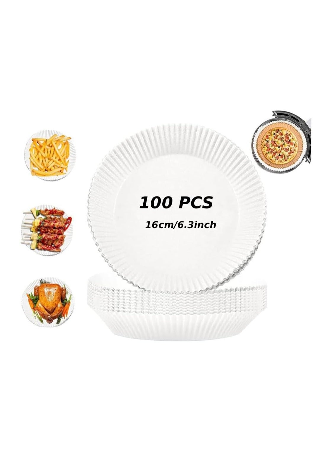 MOMENT 100pcs Air Fryer Disposable paper Liner, Air Fryer Liners Round, Baking Paper for Air Fryer Water-proof, Parchment Paper for Baking Roasting Microwave,16cm/6.3inch