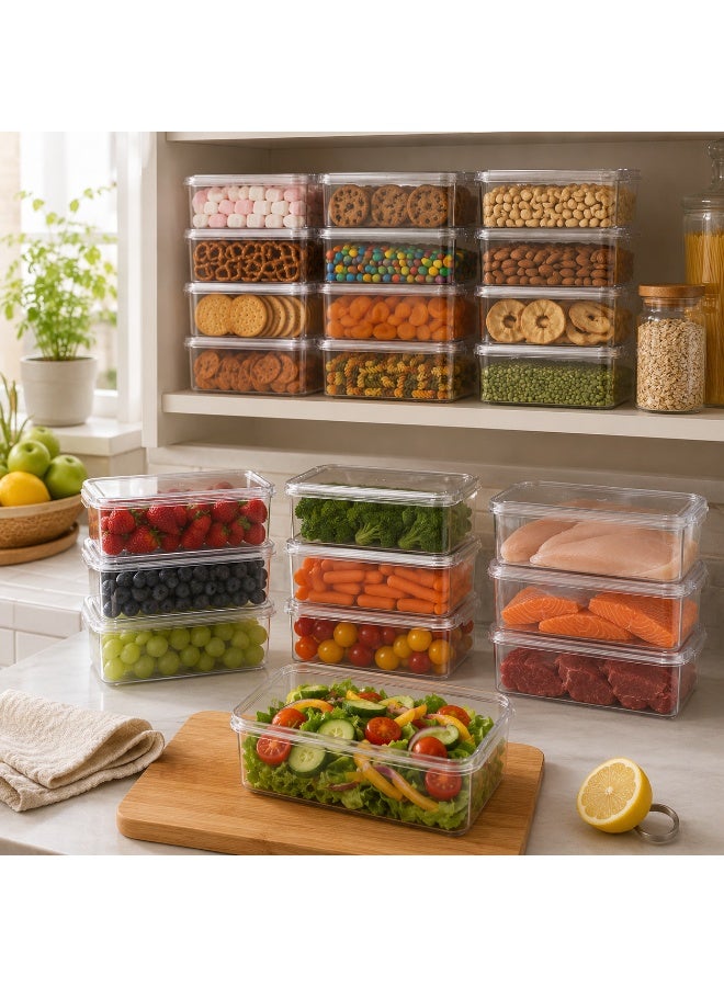 BERAM Smart Stack Storage Containers with Lids, Slim Rectangular 6L Refrigerator