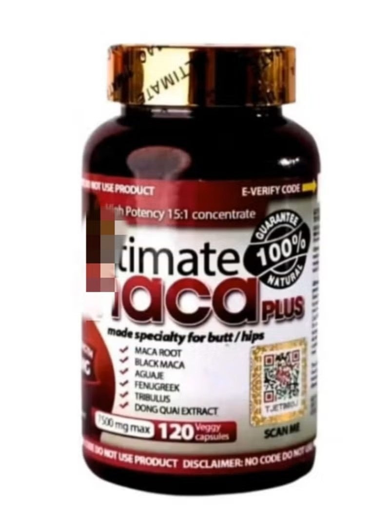 Maca for curve and booster Pills 7500 mg max 120 Veggy Capsules, Natural Beauty and Wellness Support for Radiant Skin and Energy