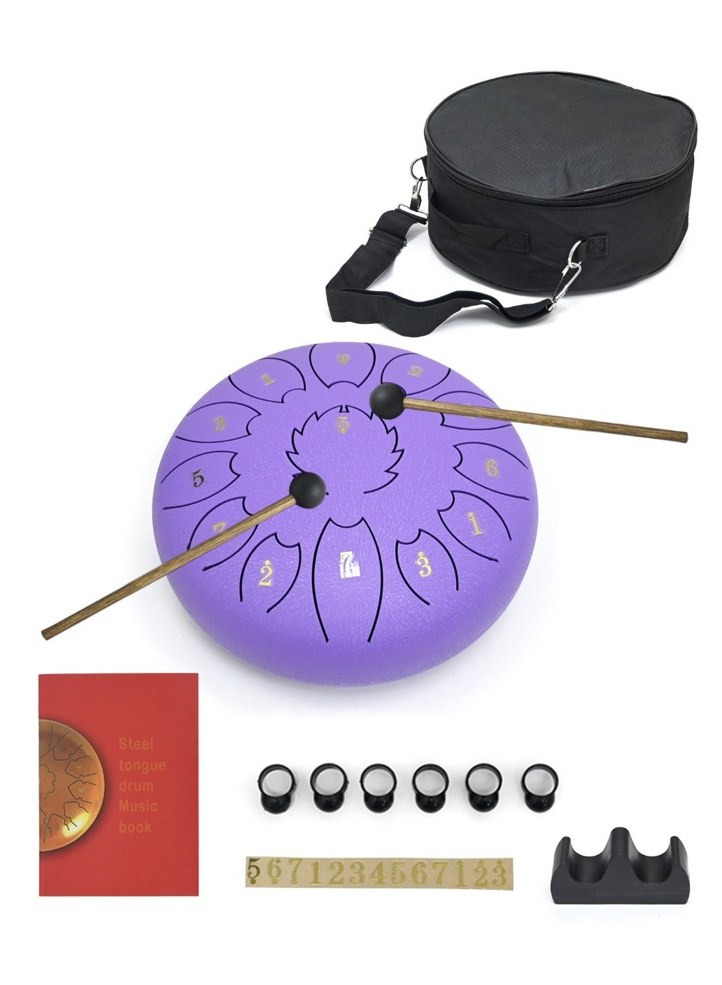 Steel Tongue Drum 10 Inch 11 Tones Tank Drum C Key Percussion Steel Drum Kit with Drum Mallets Note Stickers Finger Picks Mallet Bracket and Gig Bag - Image 2