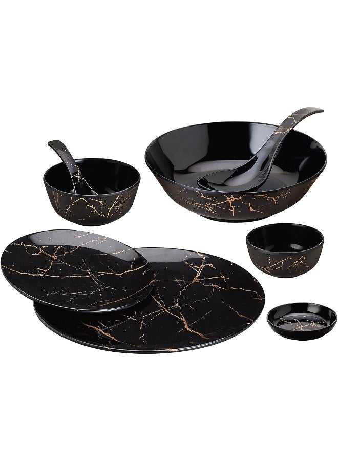 Dinewell Melamine Ultra Dinner Set Black 30Pcs Black/Brown 28cm