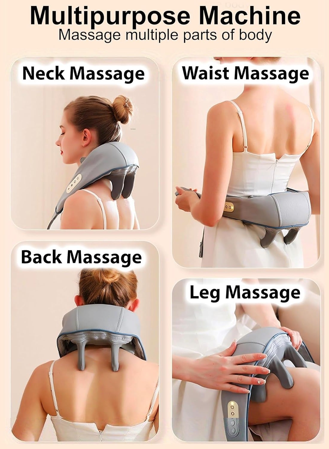 Shiatsu Neck Shoulder Massager With Heat Relieve Tension Target Acupoints Spa-Qu
