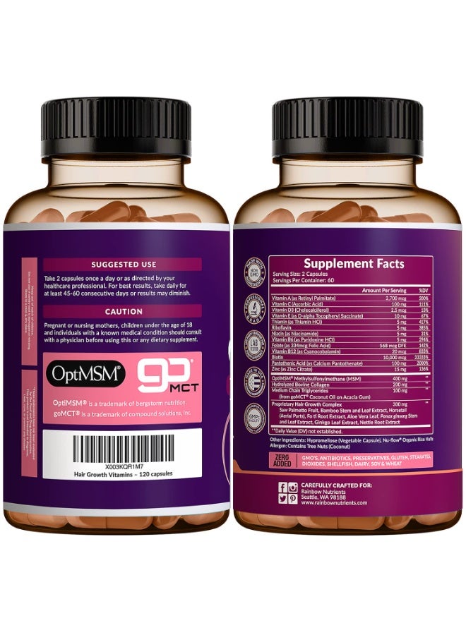 Hair Growth Vitamins for Women | Biotin 10,000mcg + Collagen + OptiMSM® + goMCT®