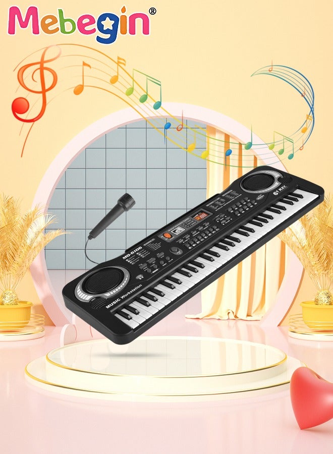 61 Keyboard Multifunction Electronic Piano Toy with Microphone Portable Record Function Musical Instrument Toy Include 6 Demos 8 Sounds Educational Learning Toy for Boys Girls Birthday Gifts - Image 2