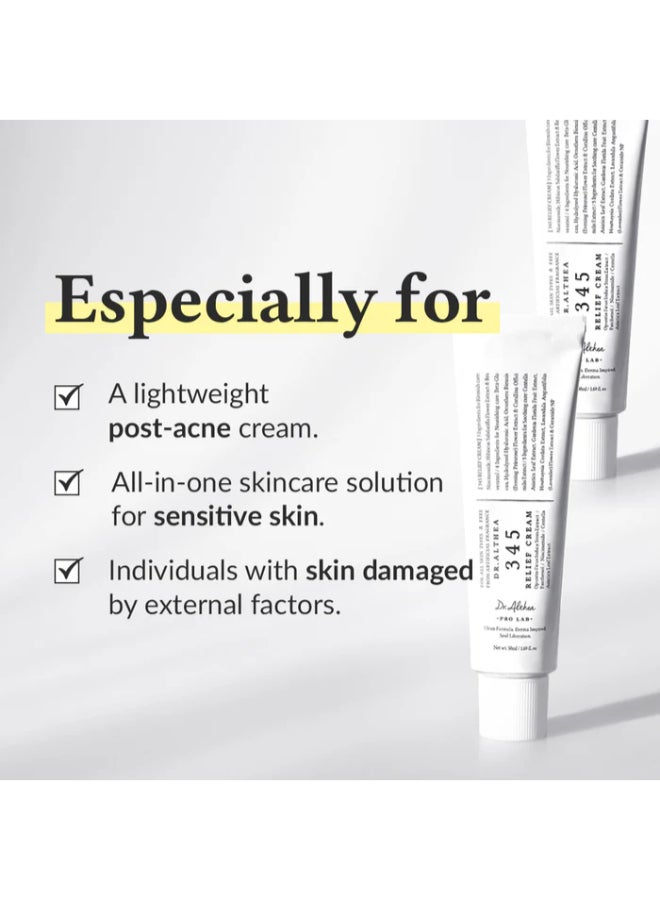 345 Relief Cream | Daily Face Moisturizer| Blemish Relief Care Soothing Recovery