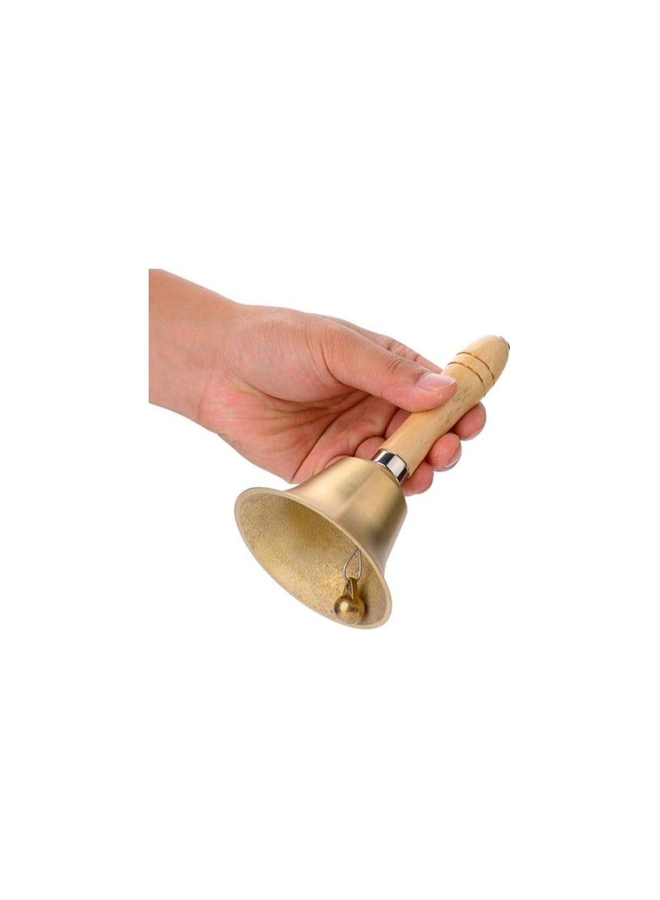 8 cm Loud and Clear Hand Bell with Wooden Handle Classic Design for School Toy Percussion - Image 4