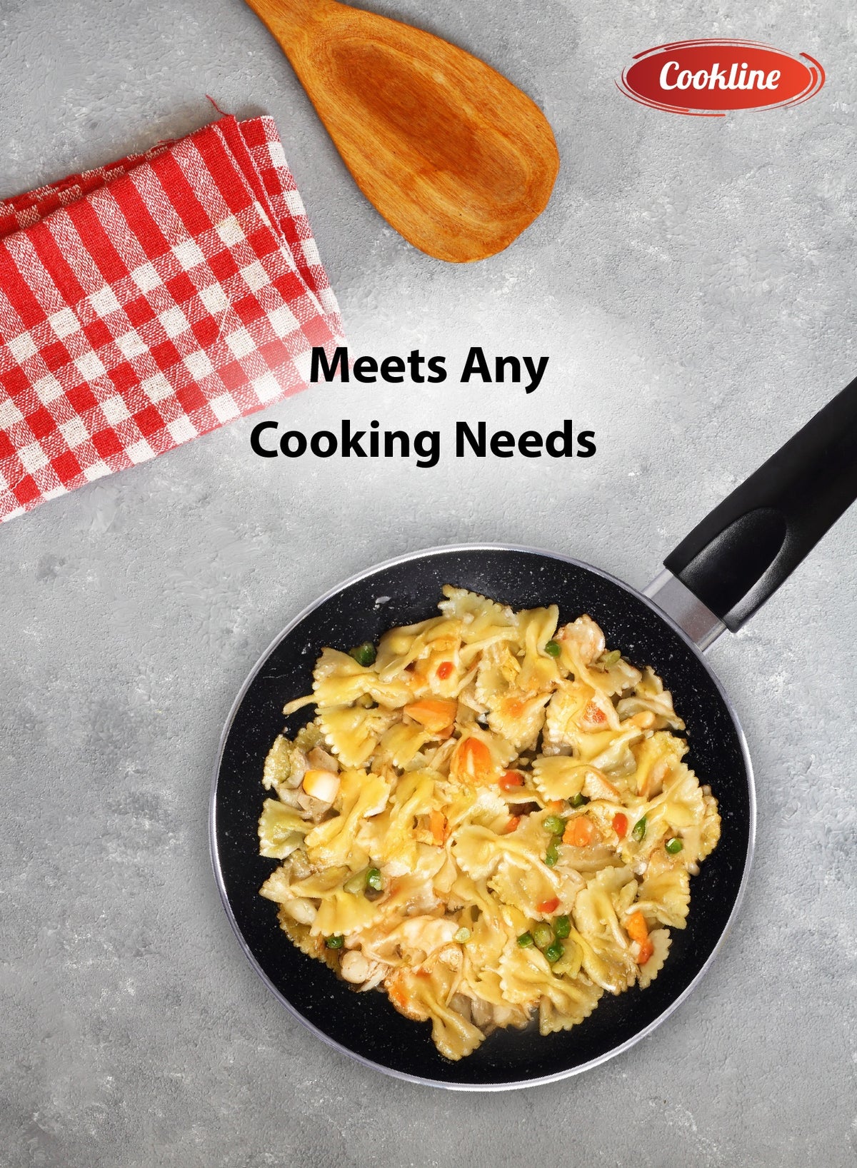Pressed Aluminum Nonstick Fry Pan with Induction Bottom 20cm, Black with White D