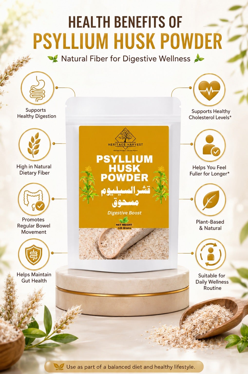 Premium Psyllium Husk Powder for Digestive Health | Natural Fiber Supplement for Gut Wellness, Weight Loss & Healthy Digestion - Image 5