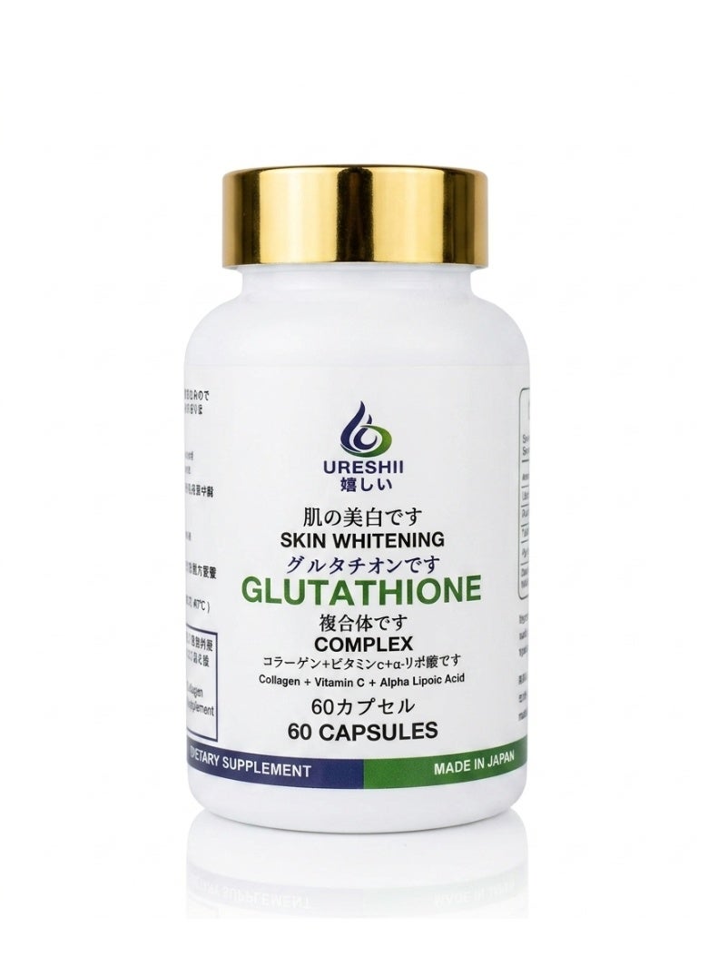 Ureshii Glutathione Complex Capsules – Collagen, Vitamin C & Alpha Lipoic Acid Supplement – 60 Capsules – Made in Japan