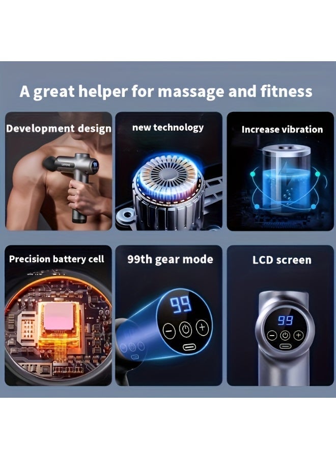 Lenovo 99 Level Massage Gun Usb Rechargeable 8 Heads Ultra-quiet And Powerful Mo