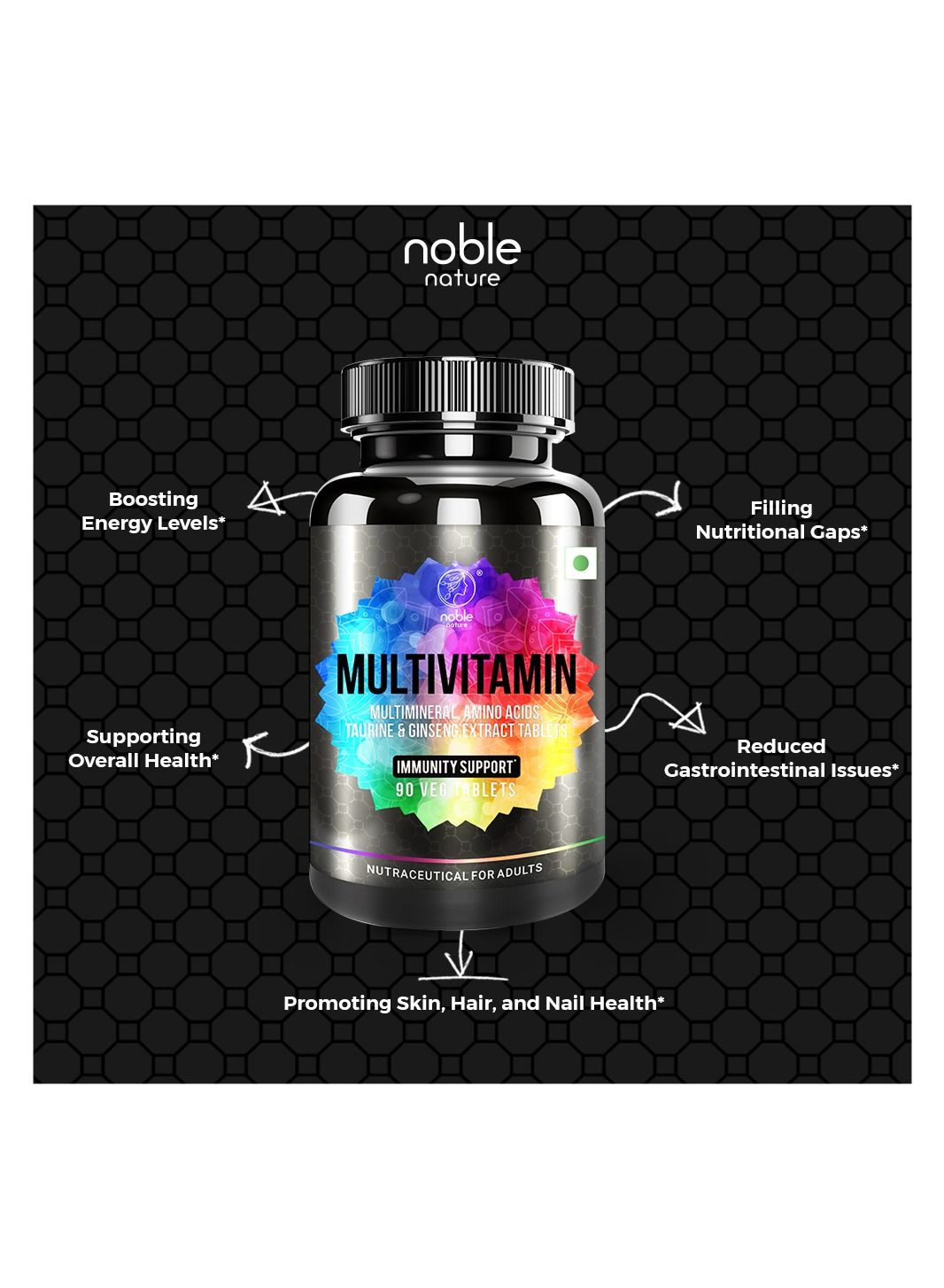 Multivitamin for Men and Women, Multimineral, Amino Acids with Zinc, Vitamin C, Vitamin D3, Taurine & Ginseng Extract - 90 Veg Tablets - Image 6