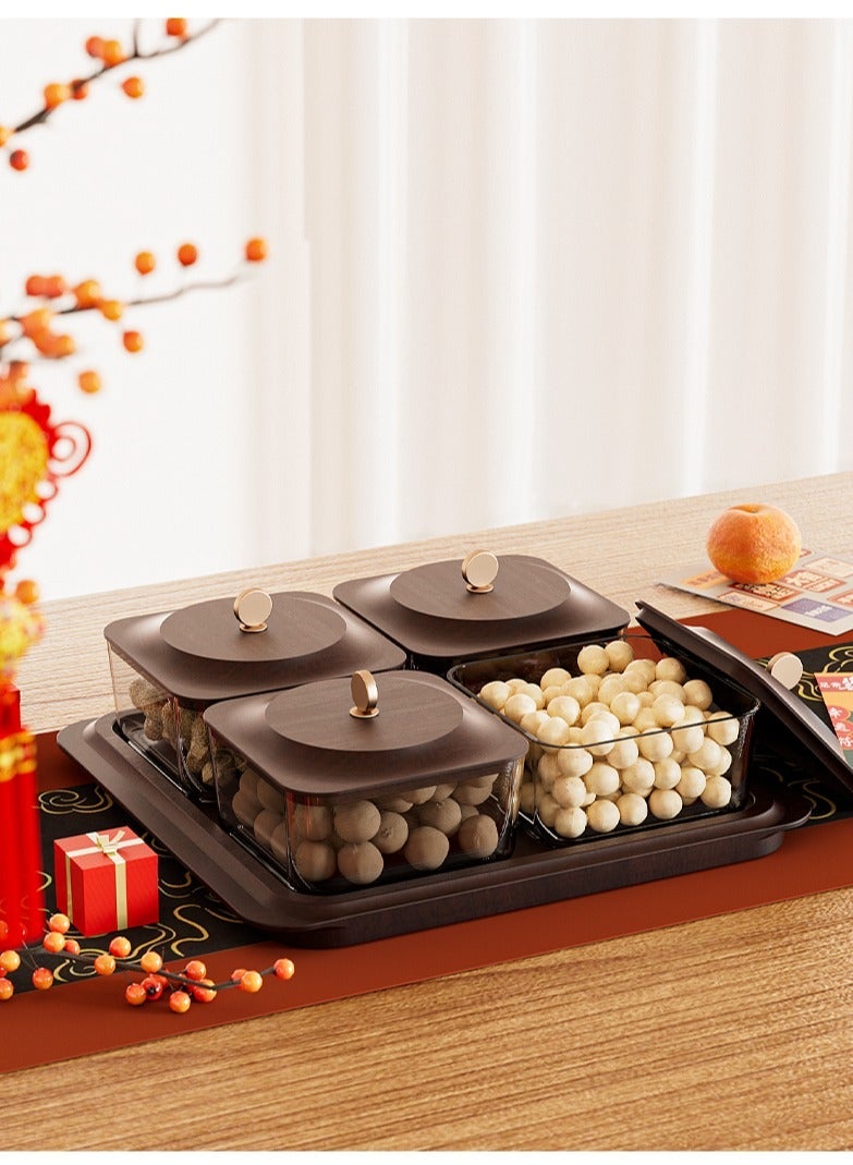 Wood grain fruit plate, nuts container dried fruit nut candy plate Candy Nuts Cookies Chips Party - Image 4