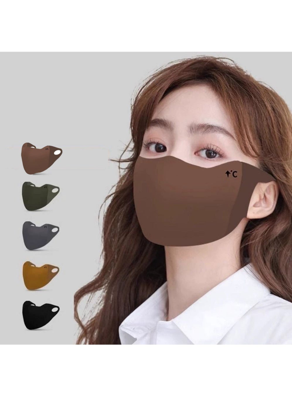 5PCS Reusable Cloth Face Mask 3D Fitting Windproof Dustproof Colder Weather Warmth Breathable Washable Fabric Masks For Outdoor Sport Half Face Earloop