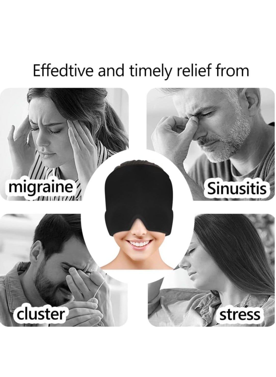 Migraine Relief Cap - Reusable Ice Gel Headache Hat for Tension, Sinus, and Stress Relief | Comfortable 360° Cold Compression Therapy Mask for Puffy Eyes | Purple - Image 2
