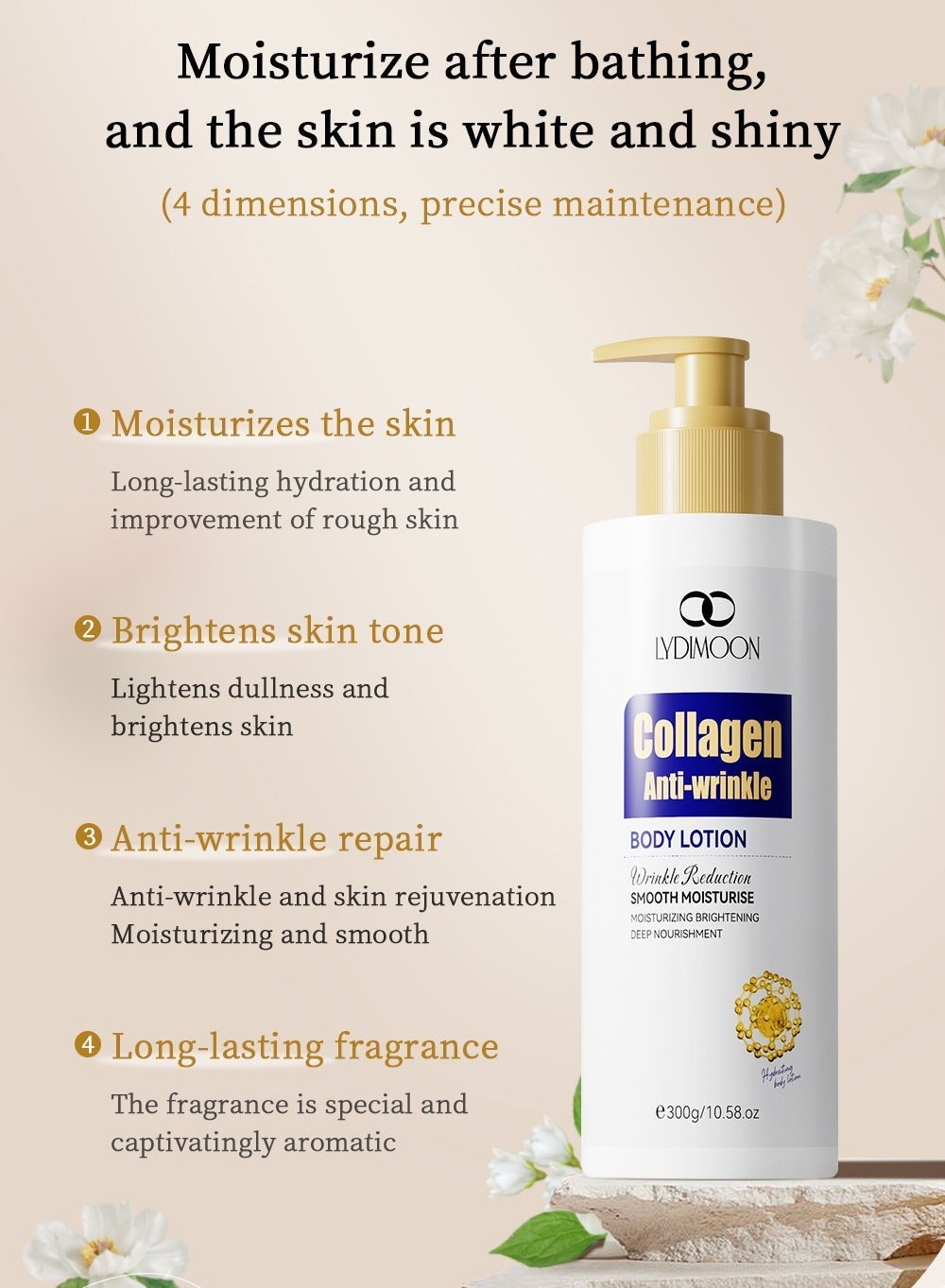 Collagen Body Lotion | Moisturizing, Brightening & Anti-Wrinkle Repair 300g - Image 5