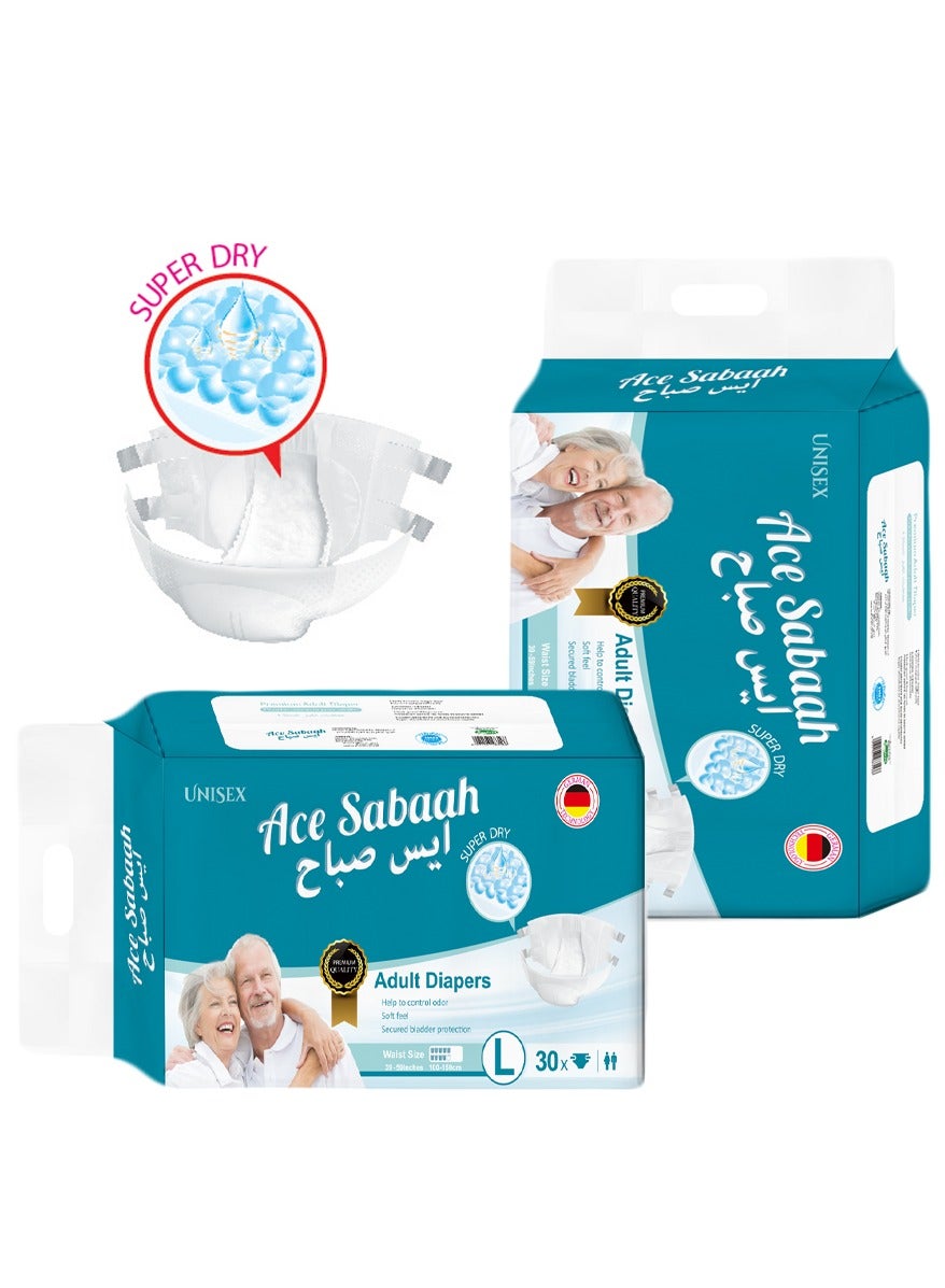 Super Dry Adult Diapers, Size Large, Soft Feel, Pack Of 30, Waist Size 39-59 Inches, 100-150Cm - Image 3