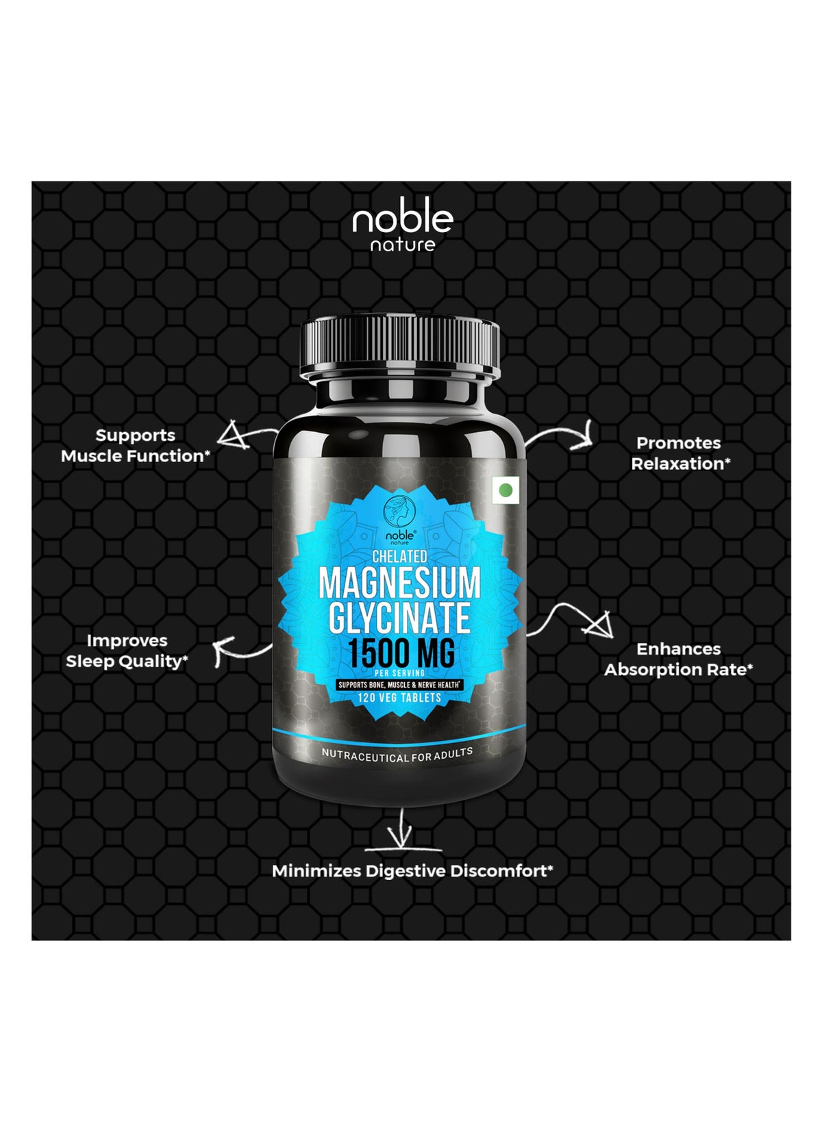 Chelated Magnesium Glycinate 1500MG per serving - 120 Veg Tablets - Supports Bone, Muscle & Nerve Health - Image 4