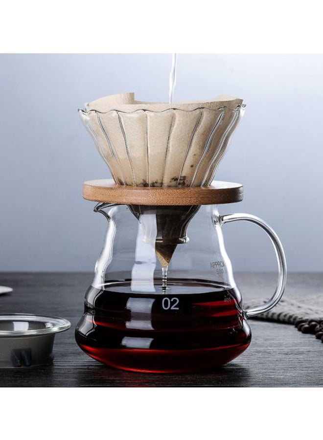 V60 Glass Coffee Dripper With Wooden Base Clear 500ml - Image 3