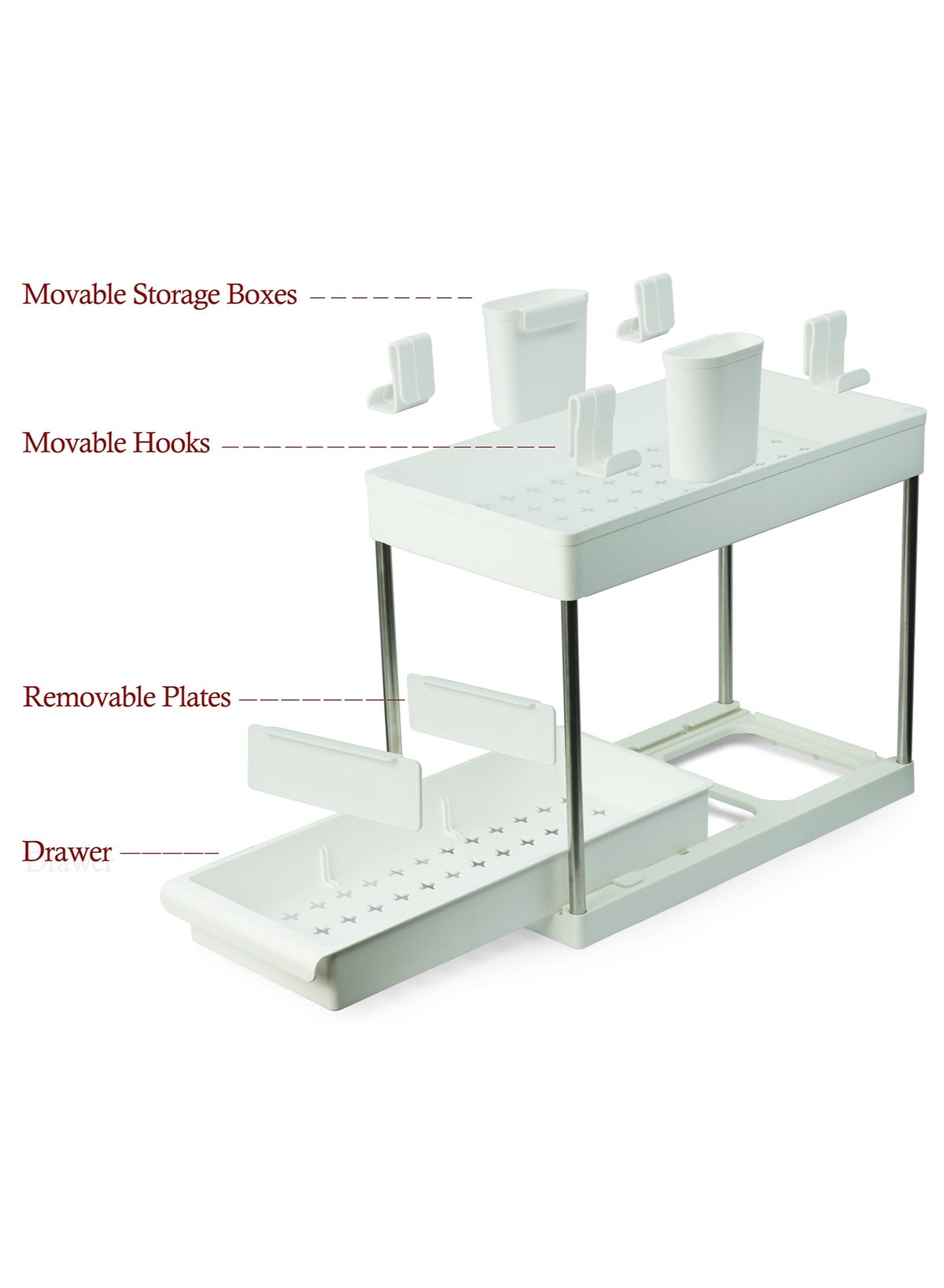 Under Sink Organizer, Kitchen Organizer Bathroom Storage Shelf with 2 Tier Rack - Image 2