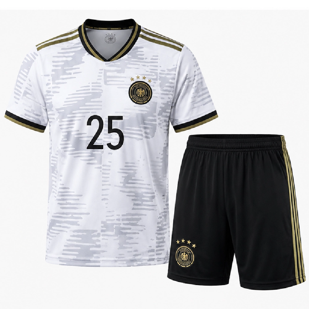 OurShopee Germany Home Jersey and Shorts Kit for Men - White Jersey with Black Shorts, Size XXL - Image 2
