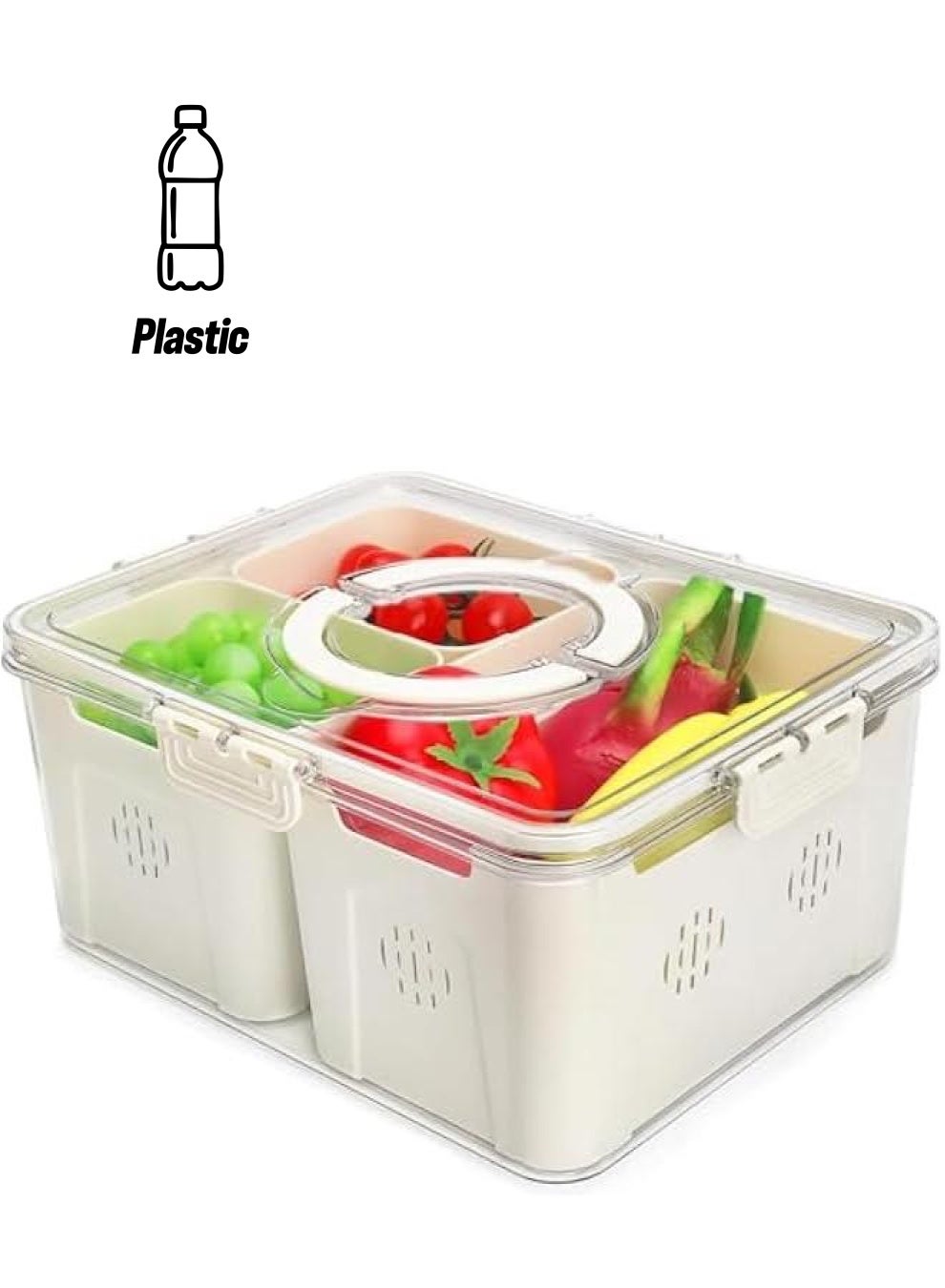 Fridge Organizers and Storage, Medium 3-in-1 Draining Crisper with Strainer for Fruits Vegetables Airtight Vent & Drain Organizer