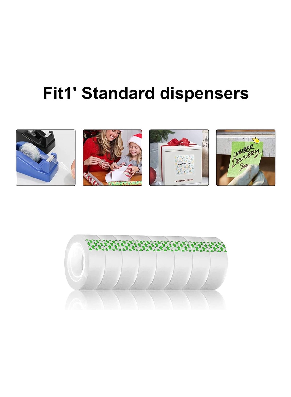 [Pack of 12] Clear Tape Rolls – [1/2 Inch x 25 yards] Transparent Tape for Offic