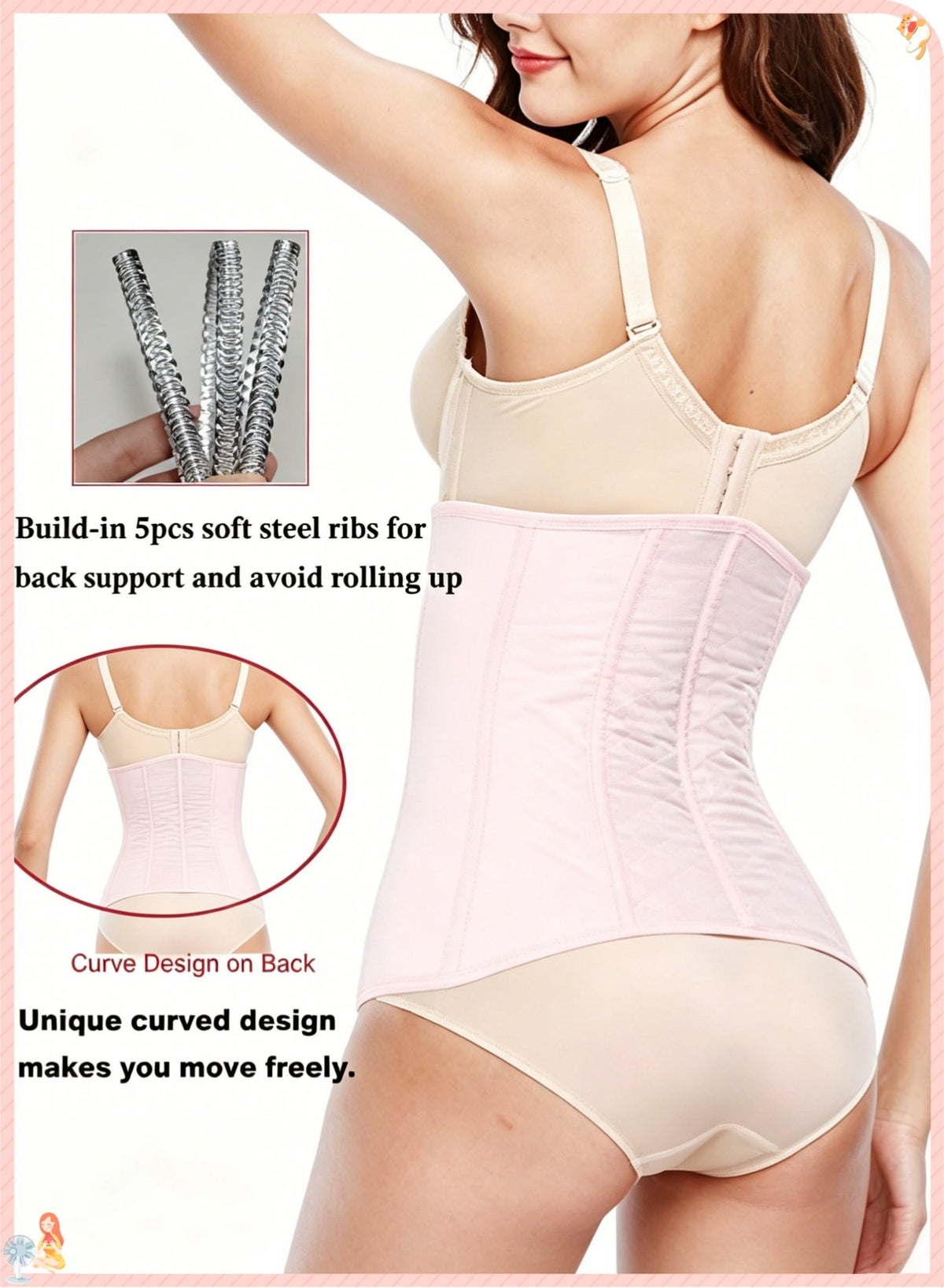 Postpartum Belly Band 4-Layer Cotton Postnatal, Abdominal Wrap, 3 Adjustable Closures with 5 Steel Bones Back Support Post Pregnancy Waist Trainer for C-section & Natural Birth - Image 3