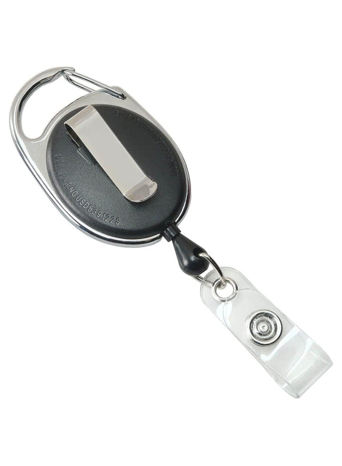 [Pack of 5] Black Retractable Badge Holder with Reel Clip – Durable ID Card Hold