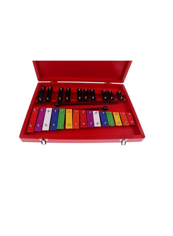 25 Tones Aluminum Xylophone with 2 Mallets in Wooden Box for Kids Musical Ely Educational Toys - Image 2