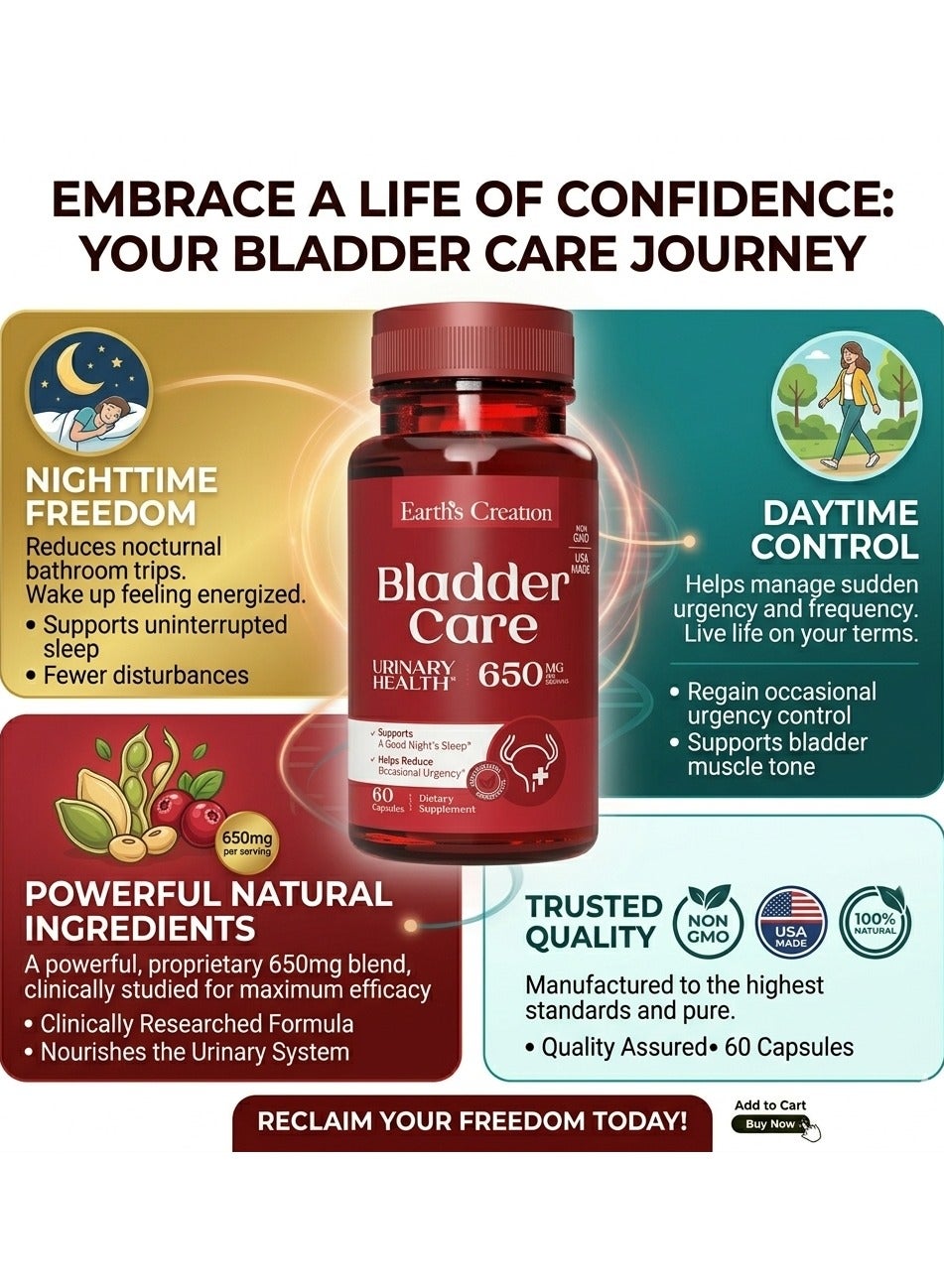 Bladder Care 650mg Urinary Tract Health, Incontinence Support & Bladder Comfort Formula - Image 2