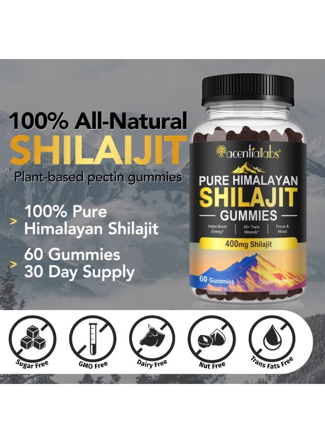 60Pcs Shilajit Gummies for Men & Women 400mg Pure Himalayan Shilajit Gold Gummie