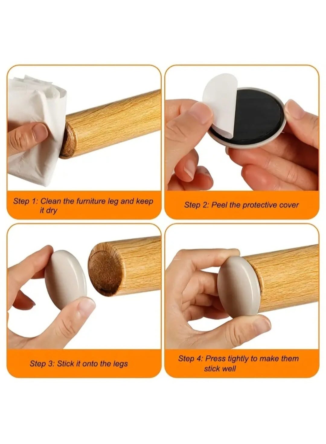 20 Pcs Self-Adhesive Carpet Furniture Glides, Round Chair Leg Sliders with Easy Move Protective Covers for Home Furniture - Image 6