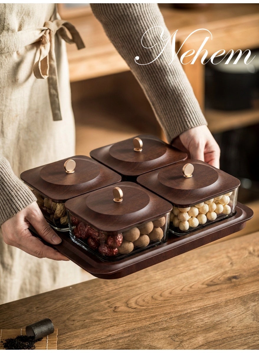 Wood grain fruit plate, nuts container dried fruit nut candy plate Candy Nuts Cookies Chips Party
