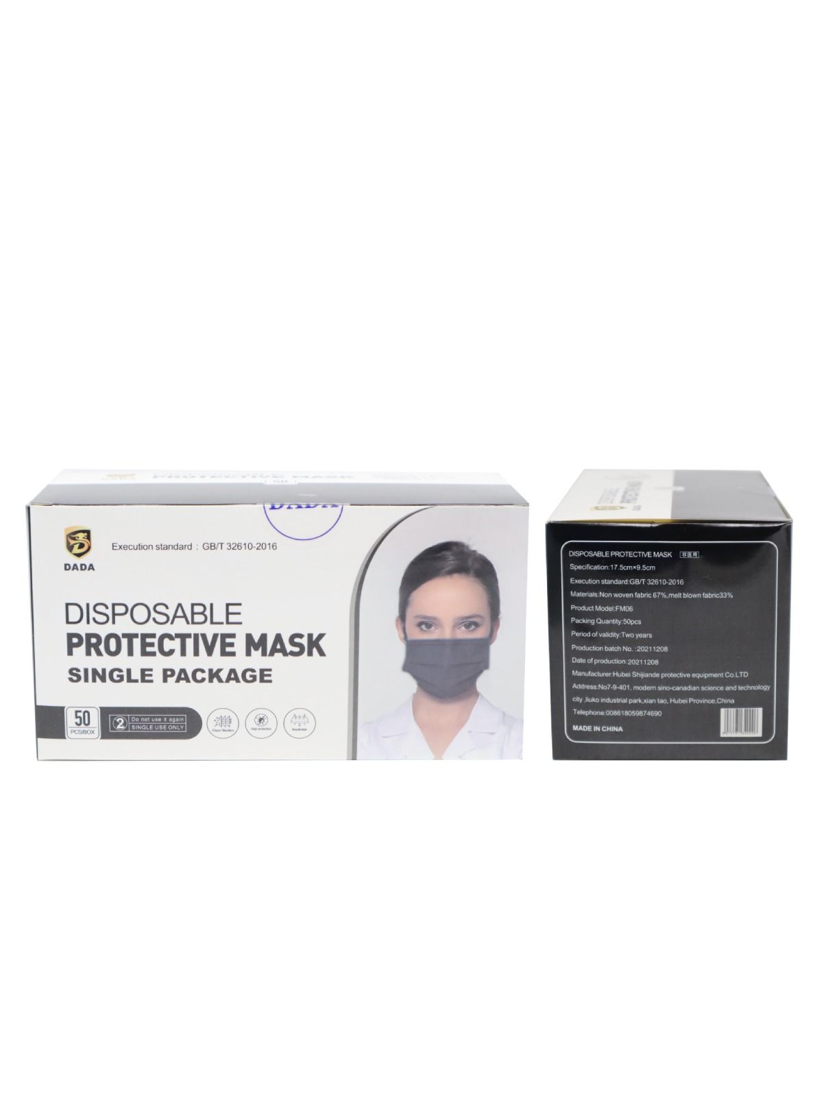50-Pieces 3 Ply Disposable Face Mask For Adults Individually Packed Black - Image 5