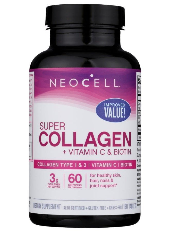 Super Collagen + Vitamin C + Biotin 180 Tablets - Image 4