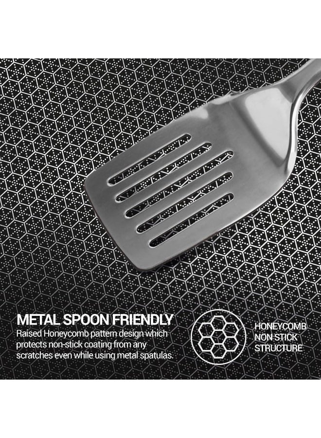 Pro Cook Triply Stainless Steel Kadhai 24 cm (2.9L)– Triply Hexa Tech Honey-Comb Nonstick Kadhai with Glass Lid, 3-Layer Cookware, Induction & Gas Stove Compatible, Easy to Clean – Silver - Image 3
