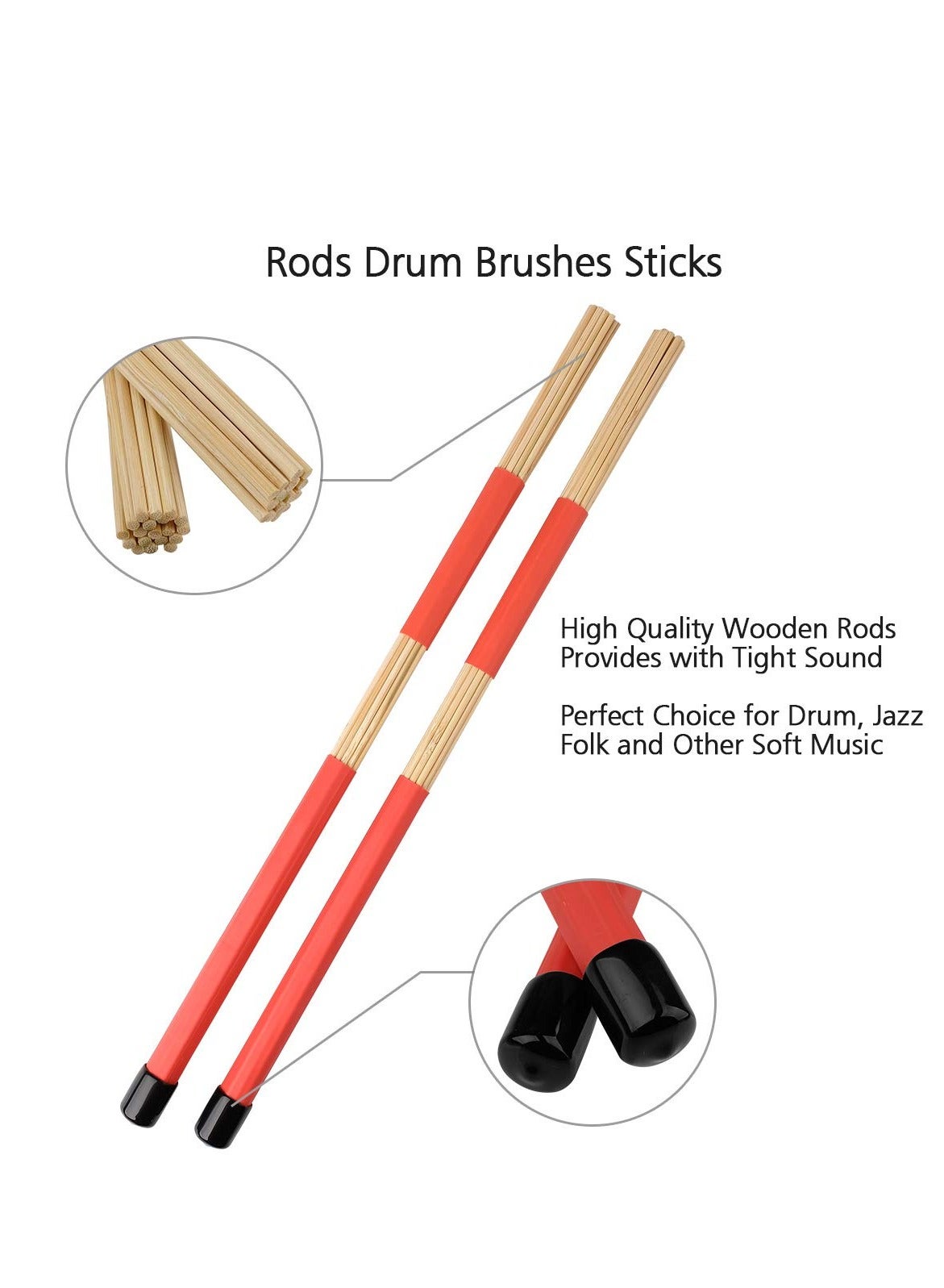Drum Sticks Set, 5A Maple Wood Drumsticks Set - Includes Drum Rods Brushes, Retractable Drum Wire Brushes, 12PCS Drum Dampeners, and Portable Bag - Perfect for Kids and Adults - Image 3