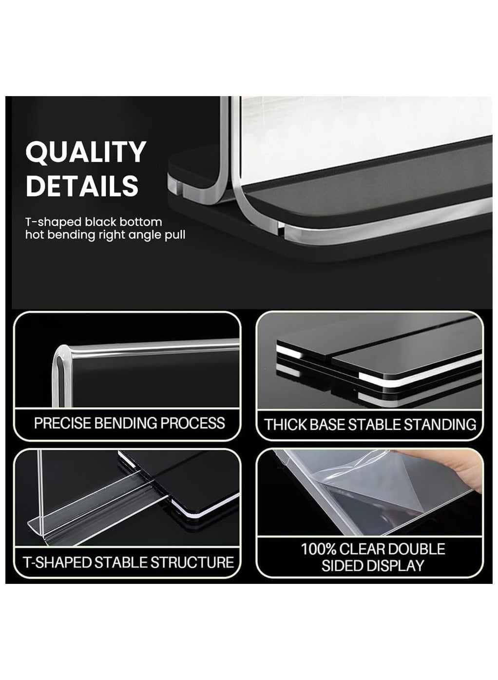 Acrylic Sign Holder A4, Double Sided Clear Display Stand Table Top Sign Paper Ho