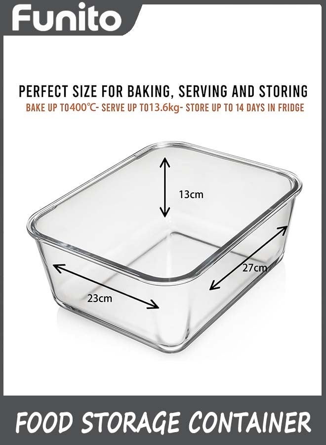 6000 ML / 203 oz / 28 Cup LARGE Glass Food Storage Container with Airtight Locking Lid. Ideal Storing food, Vegetables, Fruits. Baking Casserole, Lasagna, Roasting Turkey, Chicken BPA Free Oven Safe - Image 2
