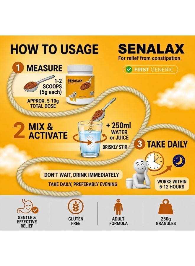 SENALAX Psyllium Husk Supplement 250g | Ispaghula & Senna Fibre Formula | Gluten