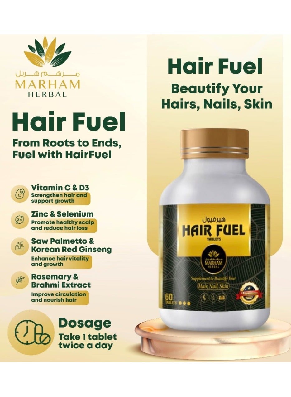 Hair Fuel Tablets for Hair Growth – Hair Skin and Nails Supplement with Biotin 1