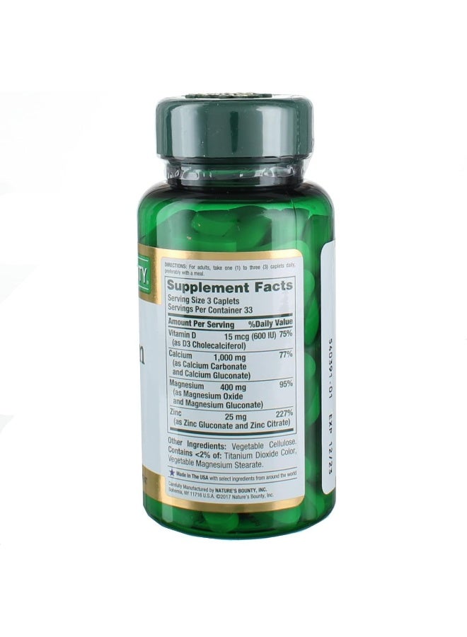 Calcium Magnesium Zinc + D3 - 100 Caplets, Packaging May Vary - Image 2