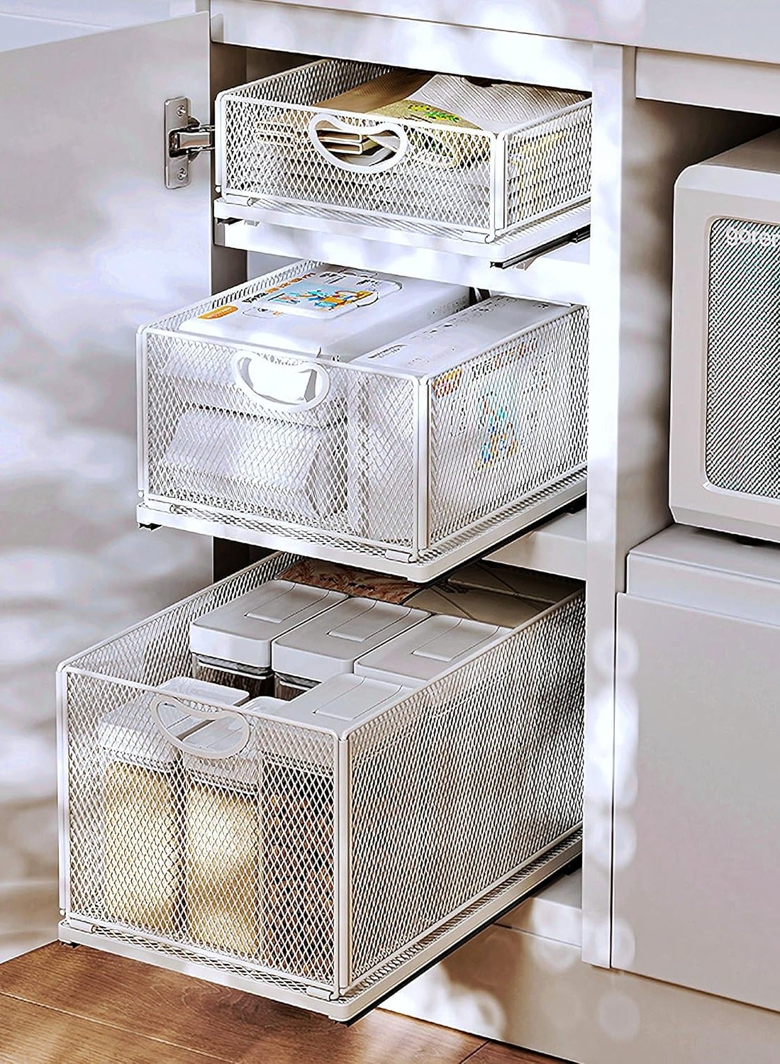 Sliding Shelf for Kitchen Cabinet – Pull-Out Spice Rack, Bathroom Cabinet Organi