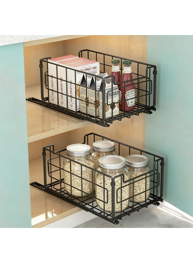 2 Pack Wire Storage Baskets, 35x21.5x17CM Foldable Pantry Organizers Bins and Me