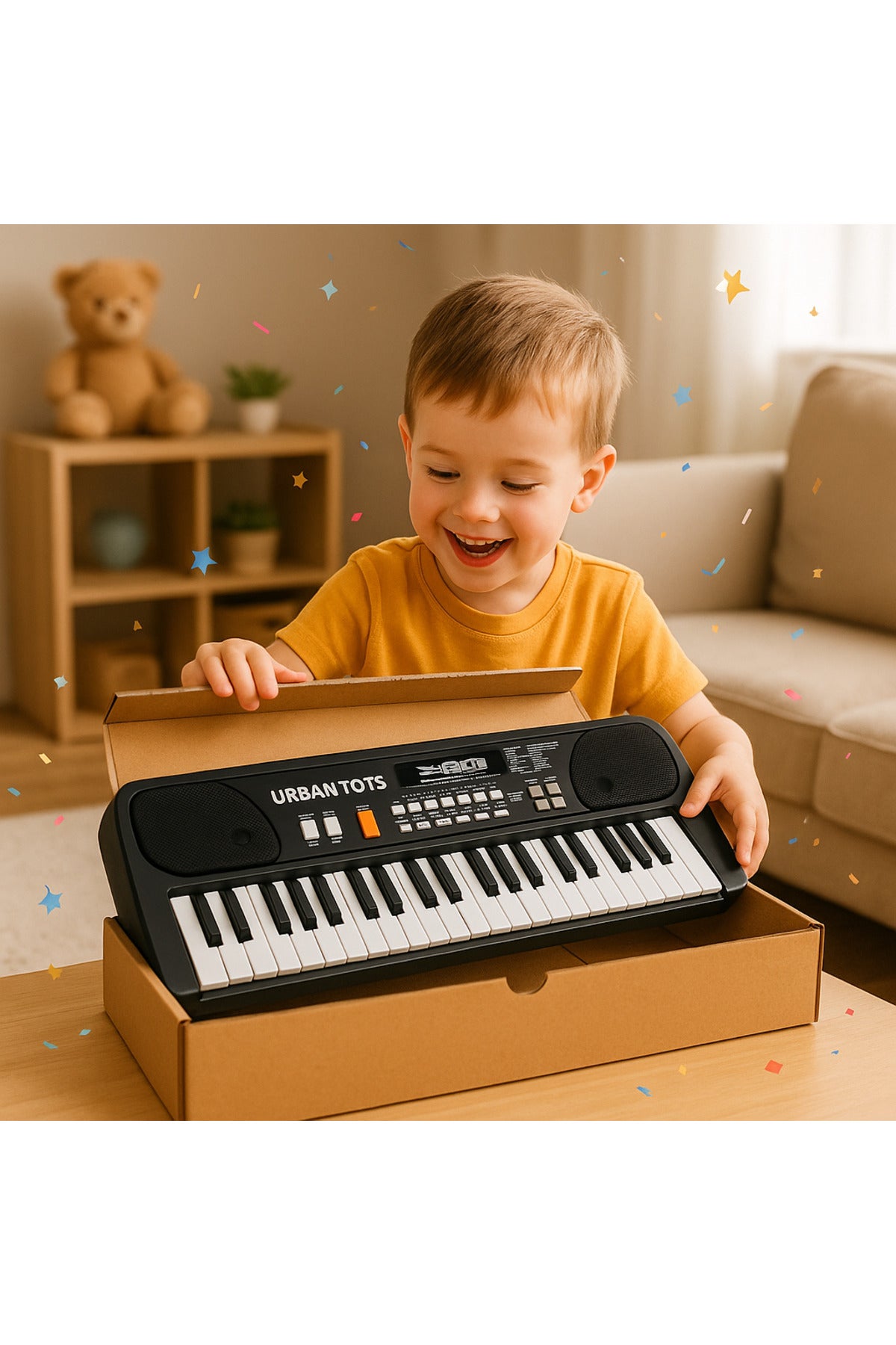 Urban Tots Bigfun Multi-Functional Piano 630 – 61 Full-Sized Keys, Lcd Display, Built-In Microphone, 50+ Sound Effects & 20 Songs-Black - Image 3
