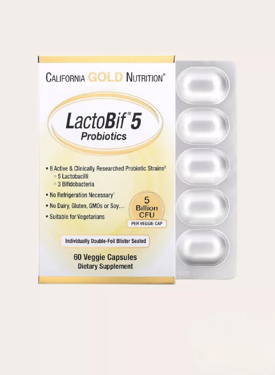Lactobif 5 Probiotics 5 Billion Cfu 60 Veggie Capsules Packaging May Vary - Image 4
